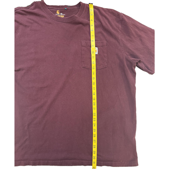 Carhartt TShirt Mens 2XL Burgundy Original Fit Pocket Workwear Heavyweight Tee - Picture 5 of 6